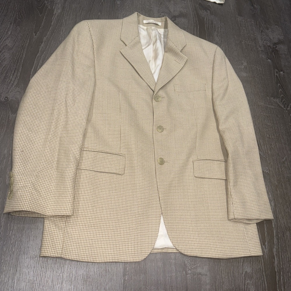 VTG Y2K Ralph Ralph Lauren Houndstooth Sport Coat Blazer Men's Brown Tweed 43